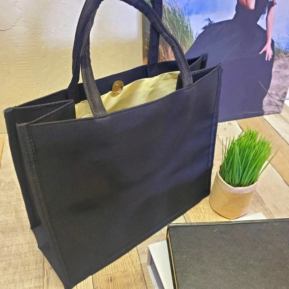"Beach Vibes" Canvas Tote in Black sz L - Picture 5 of 5
